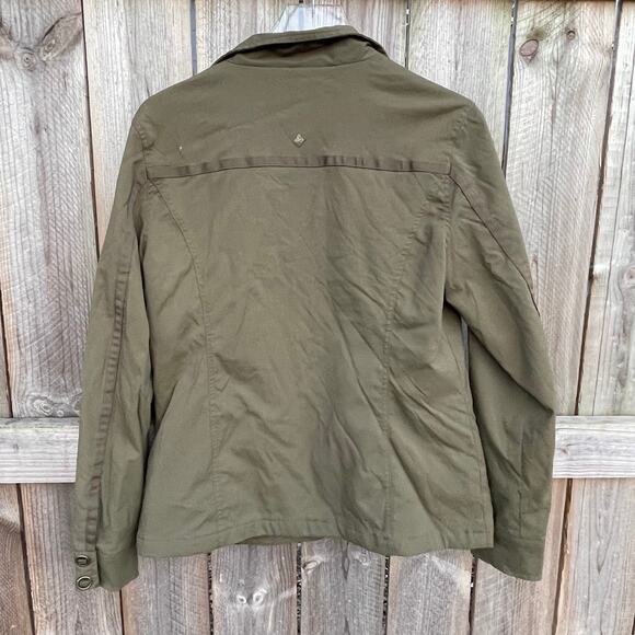 Prana Bomber Jacket Womens Full Zip Mock Neck Pockets Olive Green Size Large - Picture 2 of 9